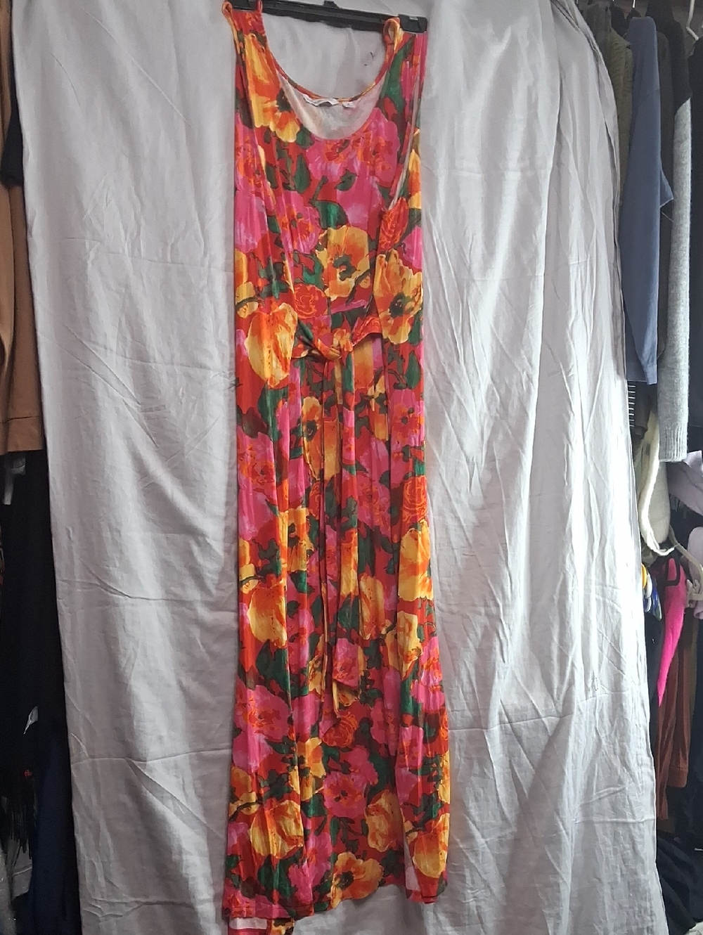 Isaac Mizrahi Pink, Yellow & Green Floral Maxi Dress